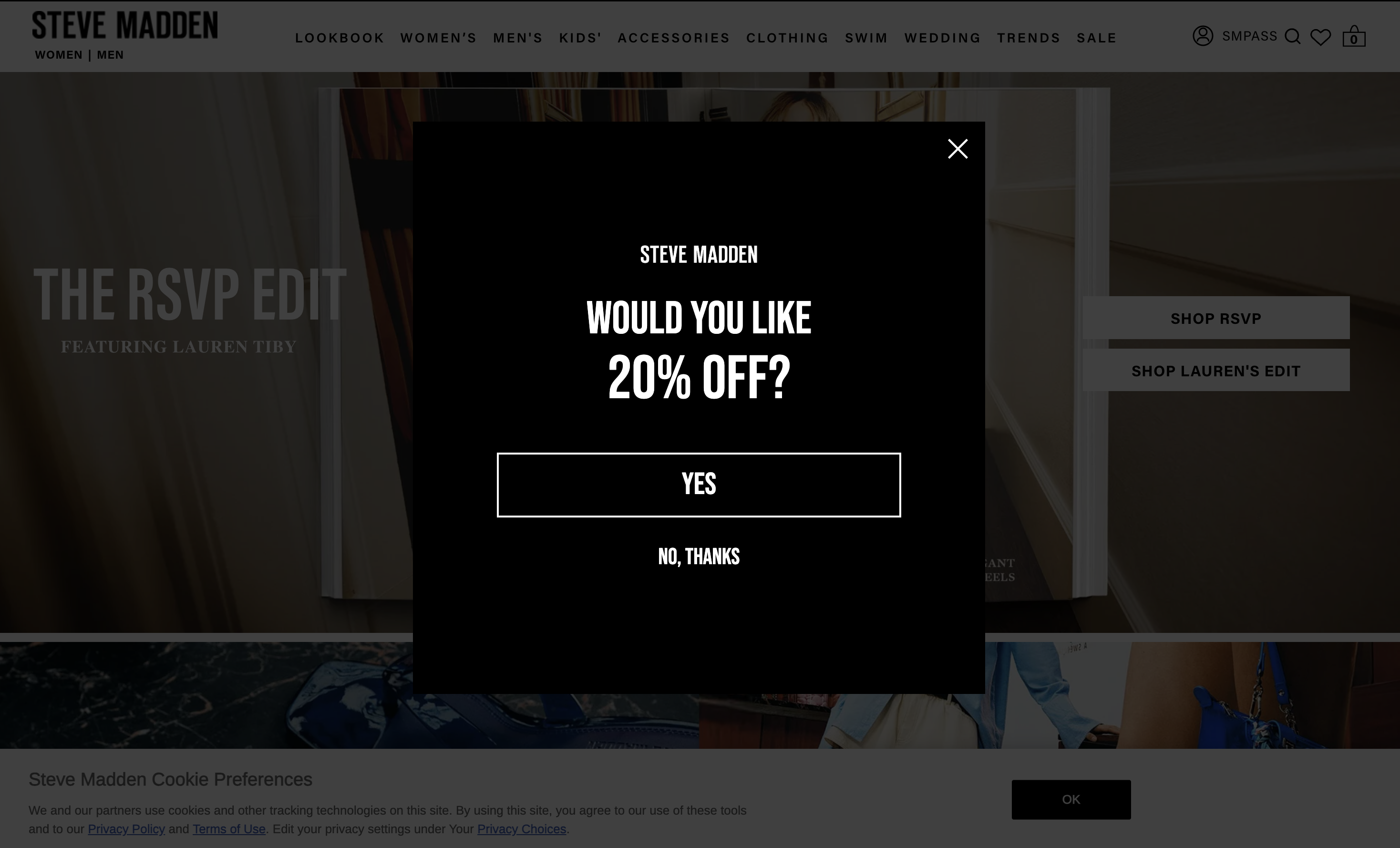 Homepage 20% off popup